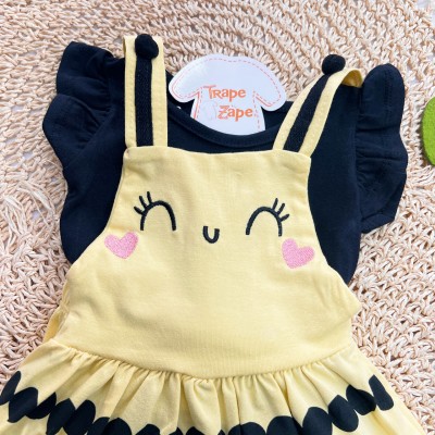  Conj. Blusa Lisa e Salopete Abelhinha - Amarelo